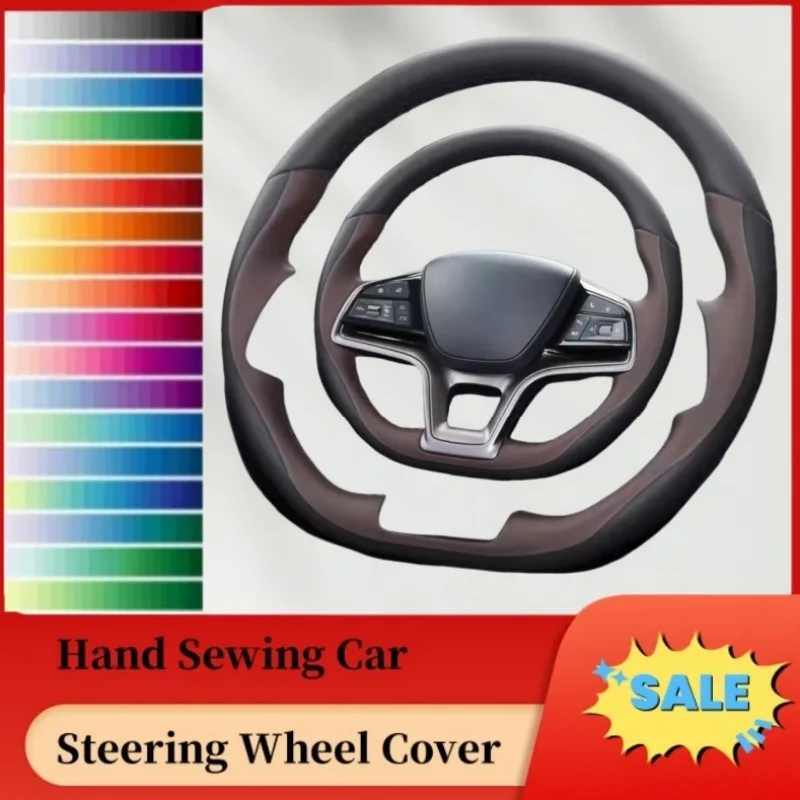 

DIY Abrasion-resistant Breathable Genuine Leather Steering Wheel Cover For BYD Song Plus Dmi Song Pro EV New Energy Qin Plus