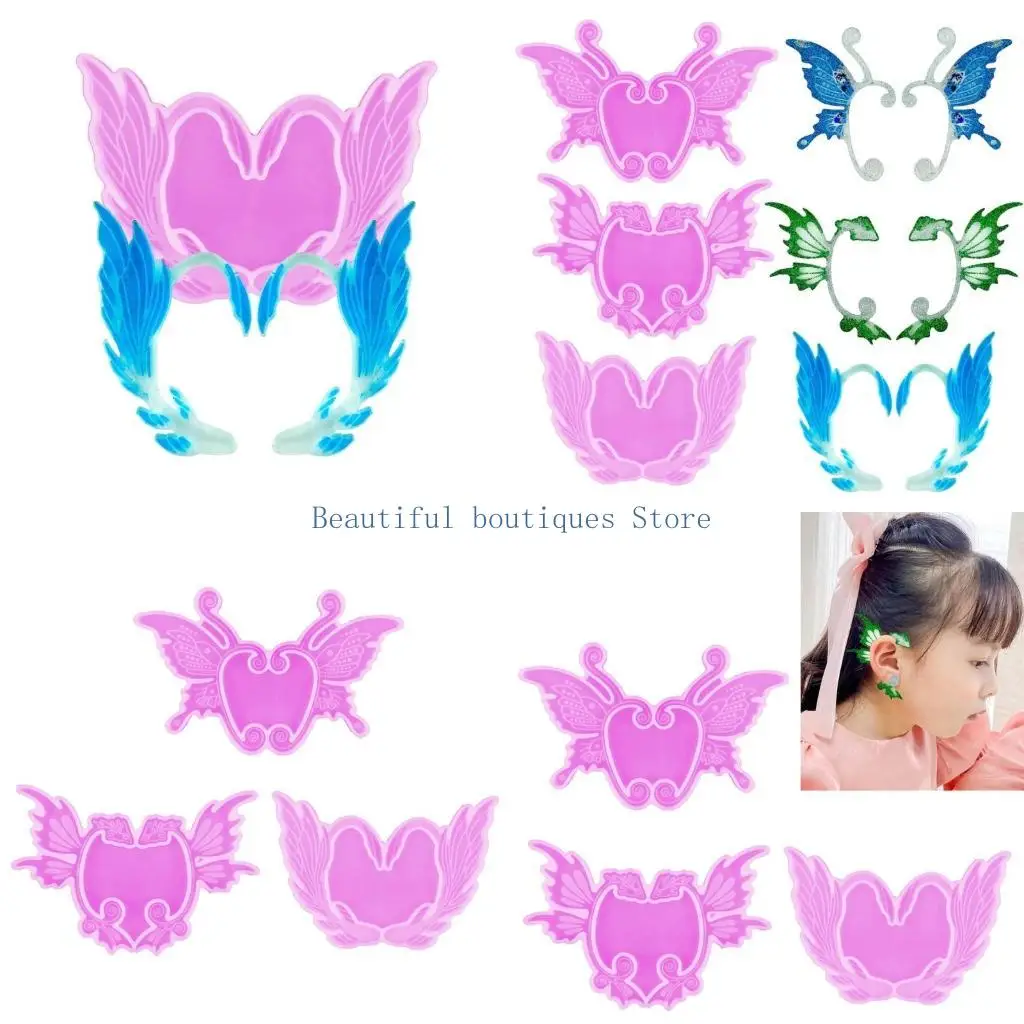 

U4LF Shiny-Butterfly-Shape Earring Mold Animal Wing Ear Cuff Earring Epoxy Crafting Mold DIY Trinket-Decoration Resin Molds