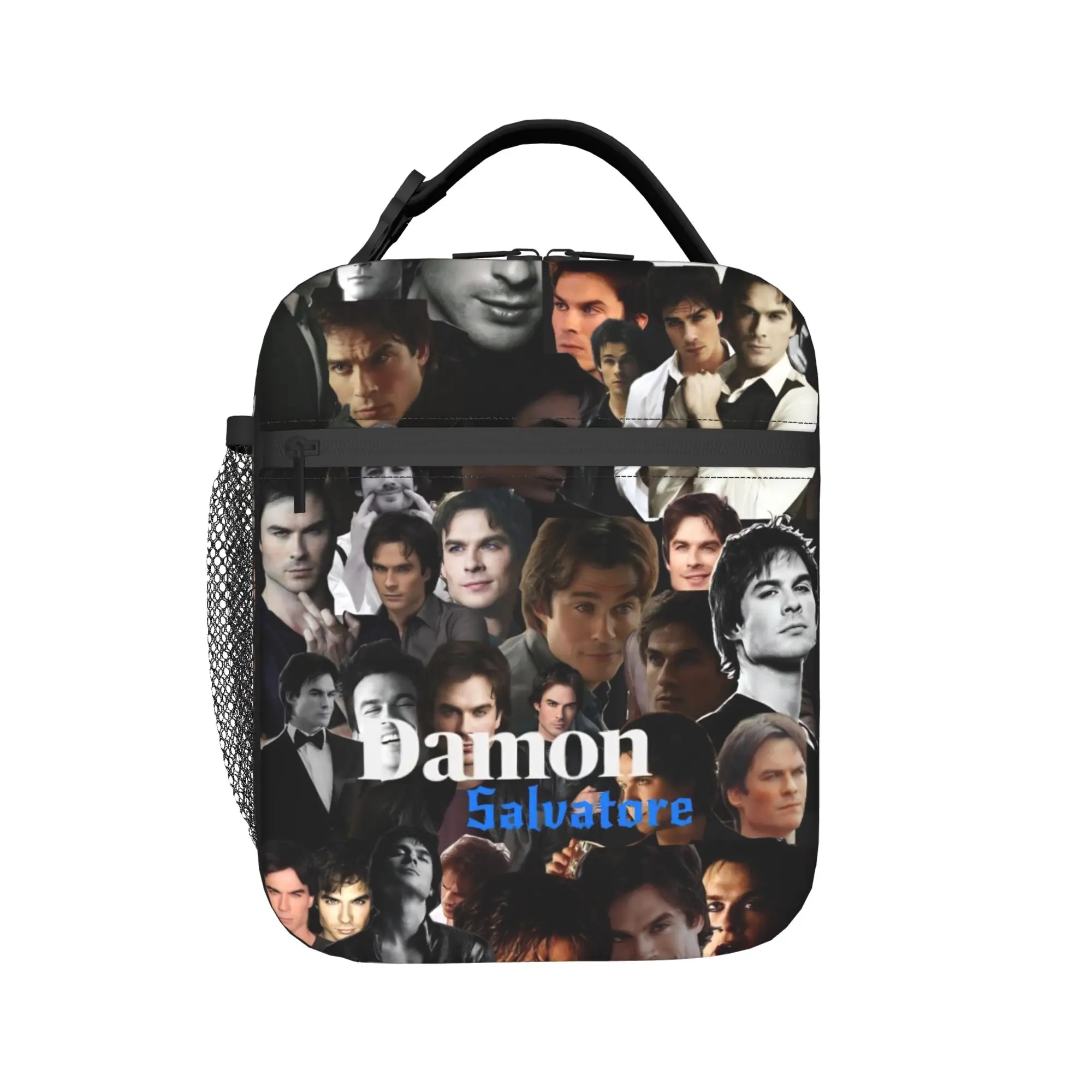 The Vampire Diaries Resuable Movie Lunch Bag Damon Salvatore Picnic Lunch Box For Child Thermal Tote Handbags Oxford Cooler Bag