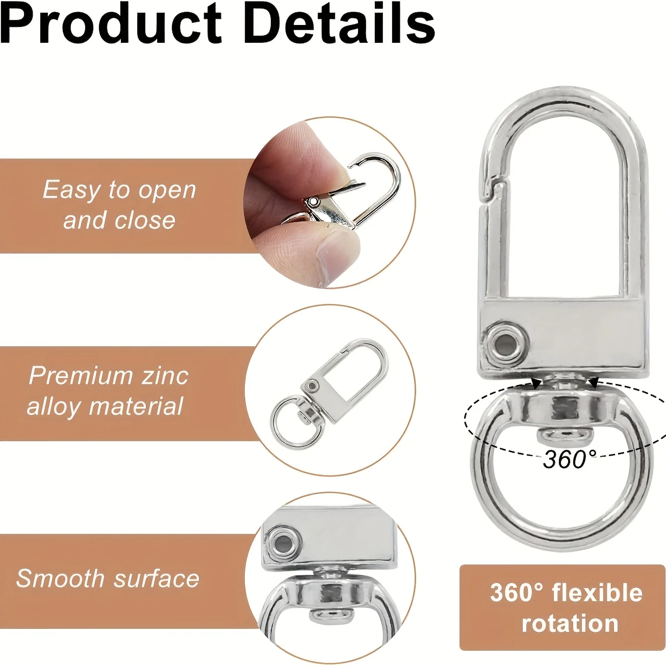 20-50 Stück Schlüsselanhänger Gold Silber U-förmige Verbindungsringe Drehbare Karabinerhaken DIY Schlüsselanhänger Anhänger Tasche Handgemachtes Bastelzubehör – Detail 7