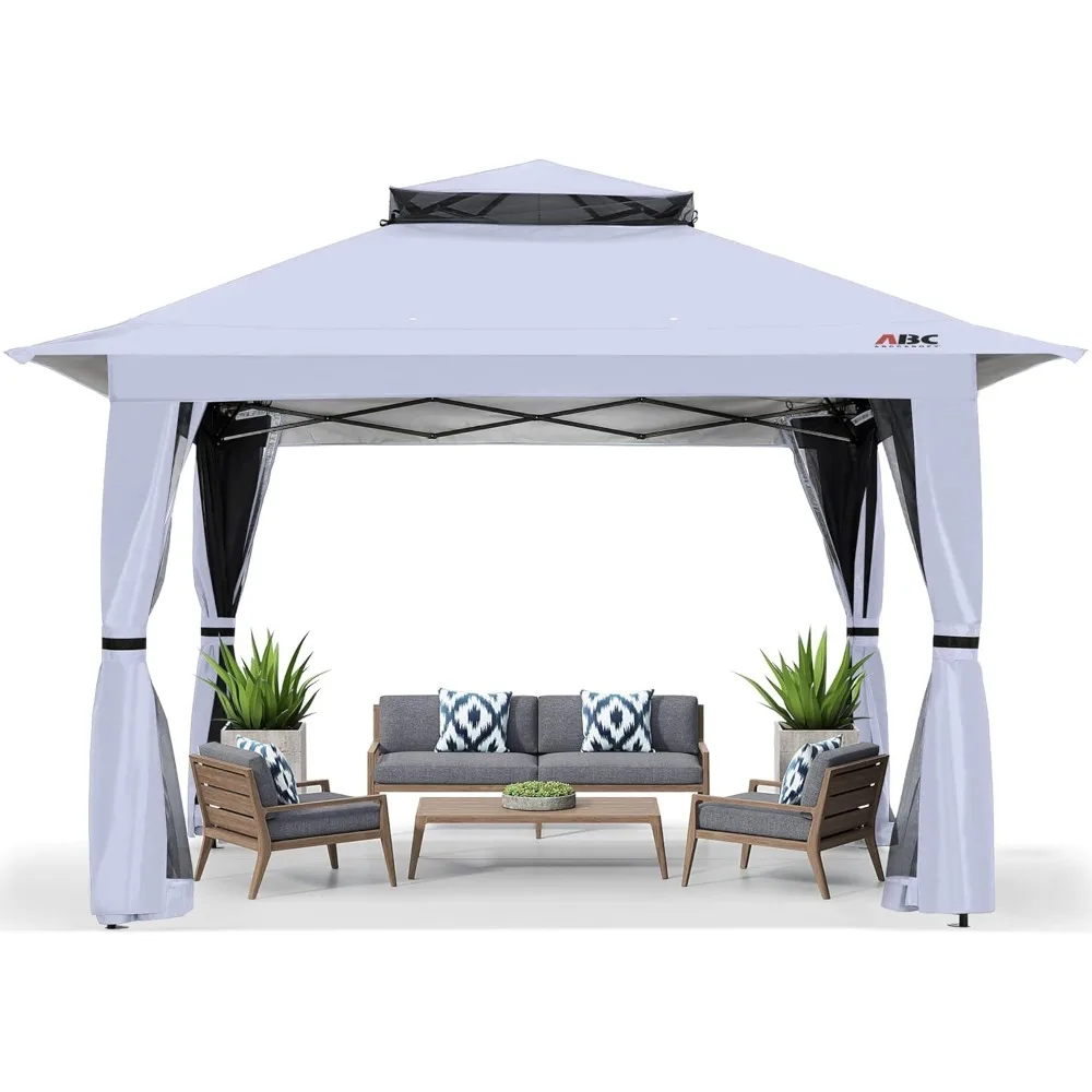 13x13 Pop Up Gazebo, Outdoor Canopy Tent, Instant Screened Shelter with Mosquito Netting for Patio, Garden, Backyard, Party, Ca