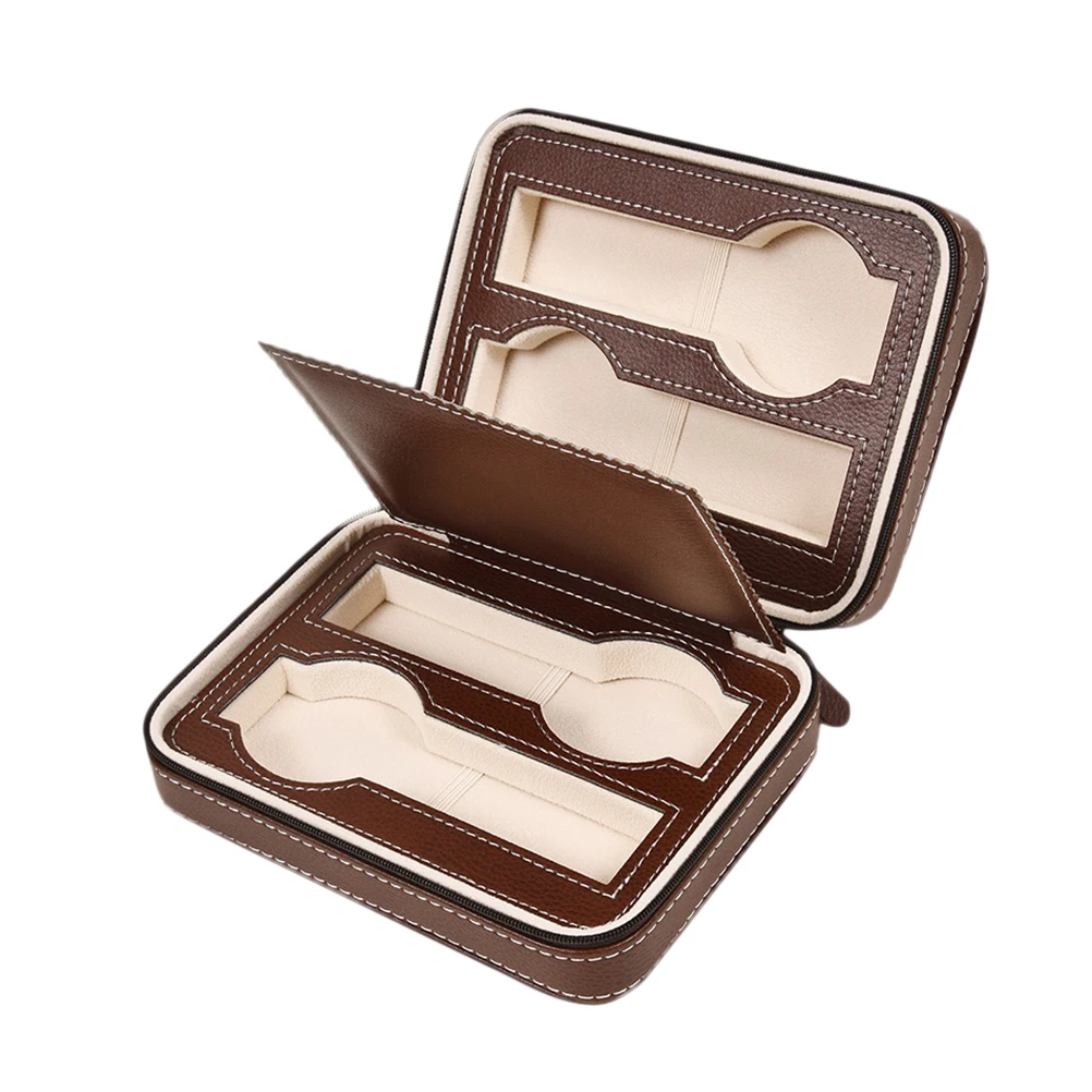 

4pcs Stylish Watch Storage Case Cushioned ganizer for Home Travel Padded Watch Box 4 Slots Safe Collection