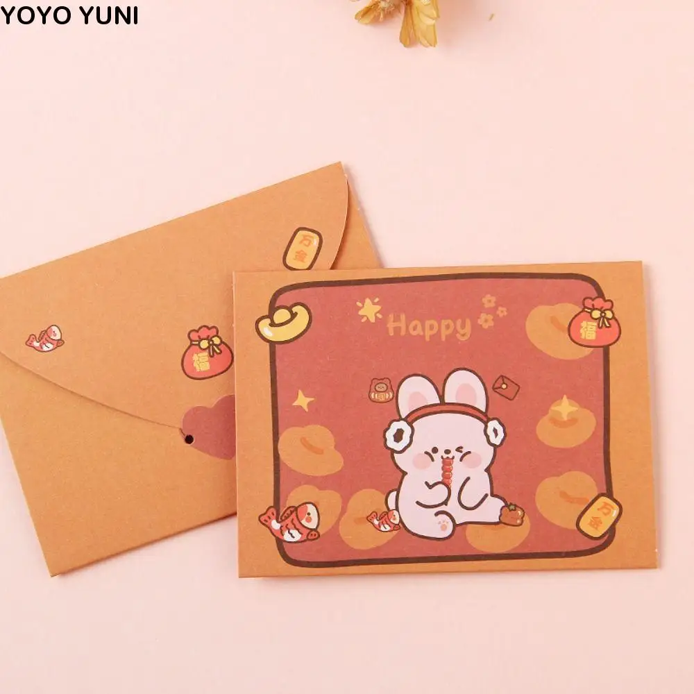 Bear Rabbit Blessing Thank Envelope Ins Cartoon Decoration Letter Paper Cute Beautiful Cartoon Greeting Card