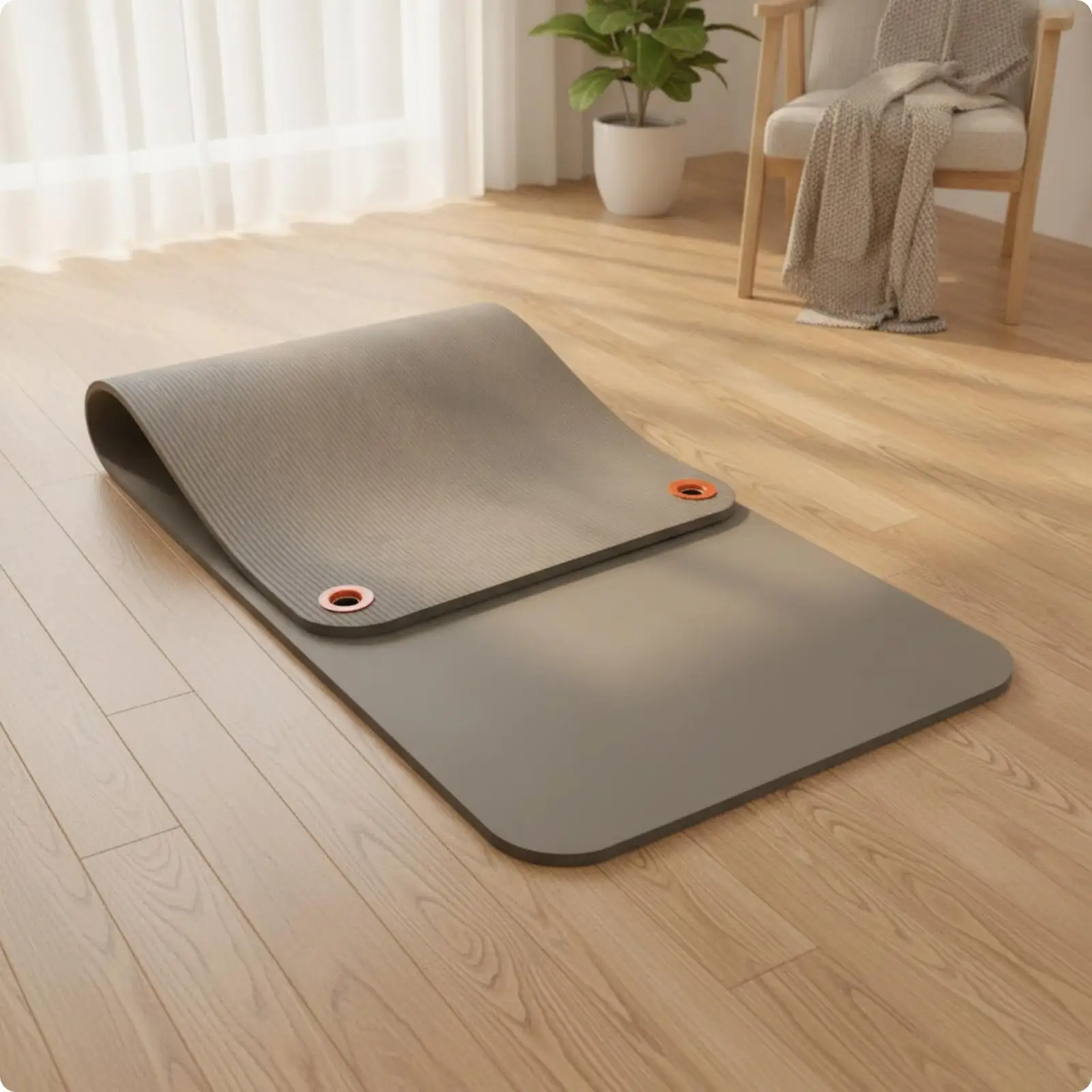 Stretching Mat with Eyelets Anti-Slip Hanging Workout Mat Cushioned for Home Gym