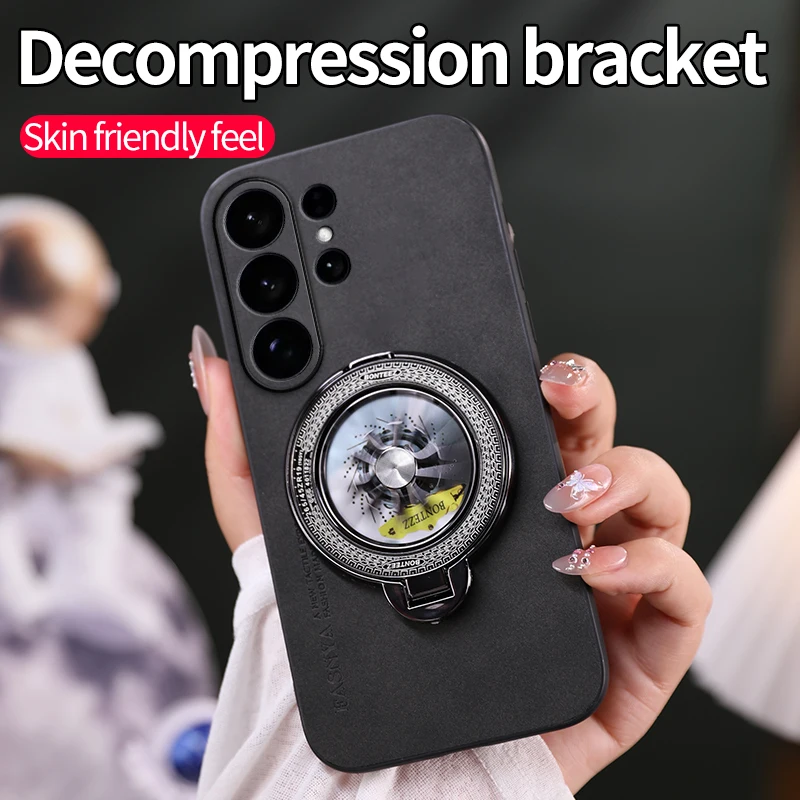 S26 Ultra Hülle für Samsung Galaxy S25 FE S21 S22 S23 S24 Plus Stand Skin Spinning Toy Bracket Business Halter stoßfeste Abdeckung