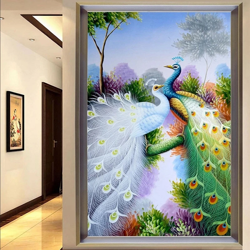 Customized Wallpaper Color Peacock 3D Hotel Lobby Entrance Corridor Nature Mural Living room TV background bedroom restaurant 8d