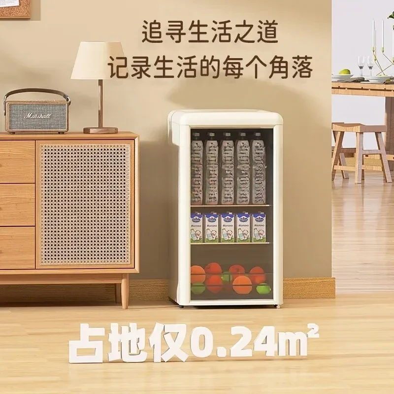 ZH  Ice bar household living room retro appearance beverage cabinet refrigerated tea cabinet transparent door