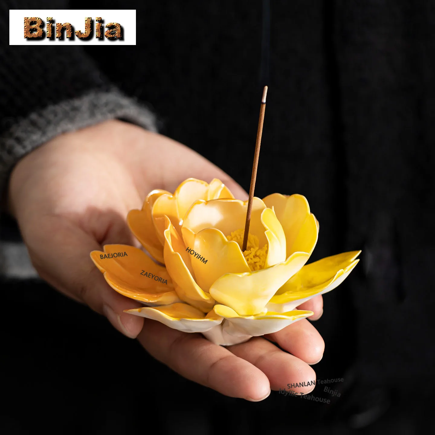 BAEJORIA Fingers Holding Flowers Incense Holder Water Fountain Decoration Incense Burners Consecrate Censer Indoor Decoration