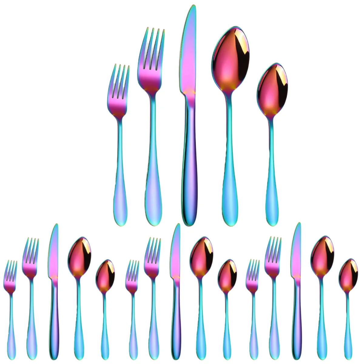 

A · HOUSEWARE Rainbow Heavy Silverware Set for 4 Stainless Steel Utensils 20 Pieces Elegant Cutlery Flatware for Kitchen Parties