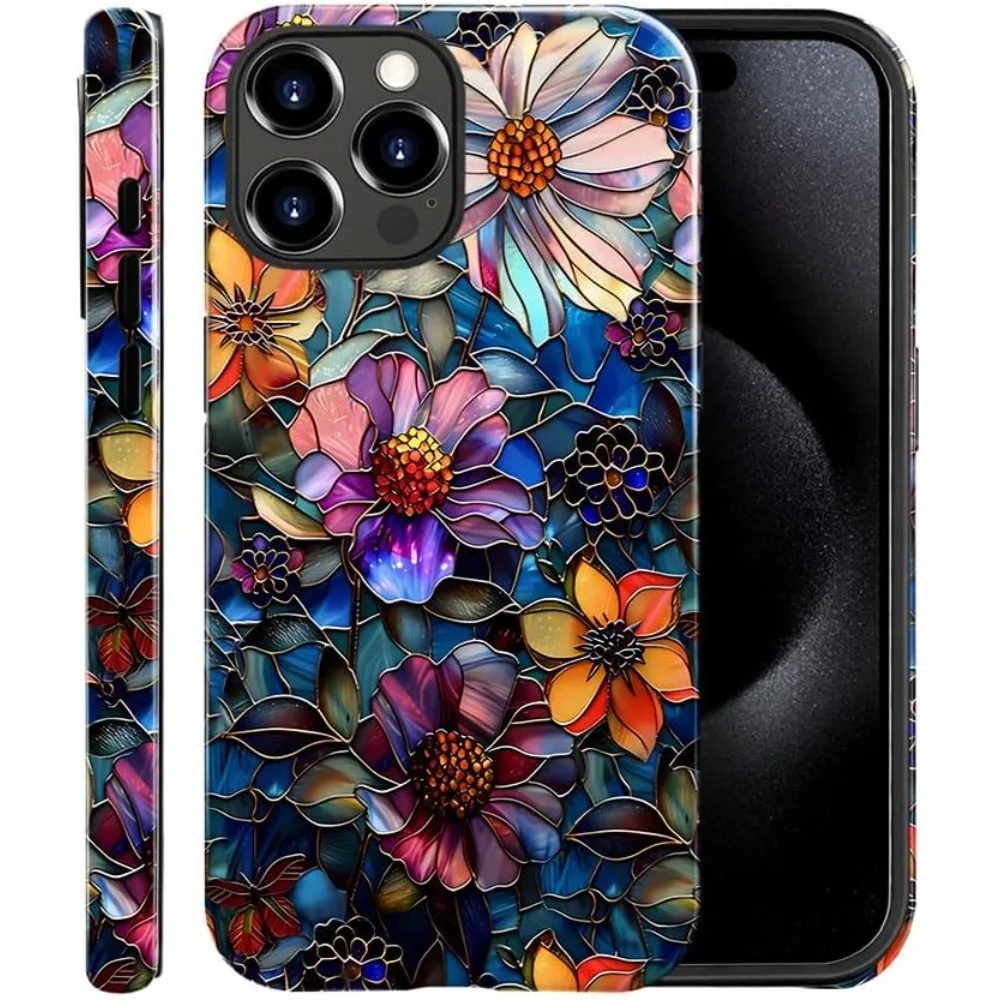 Abstract Purple Lotus Design Phone Case For 17 Air 16 15 14 13 ProMax Plus Fully Protective Shockproof 2-Layer Hard Shell