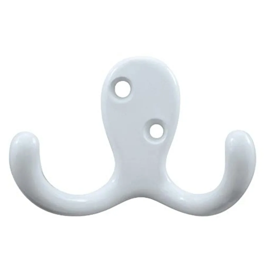 

Double Prong Robe Hook, White