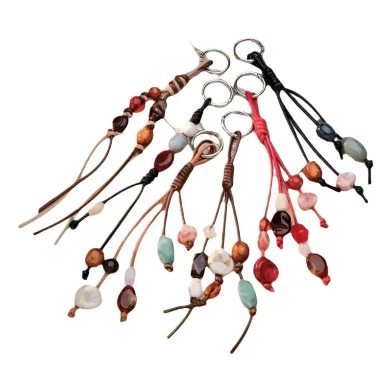 1 Stück Handgefertigter Vintage Stein-Pfirsich-Schlüsselanhänger Boho Taschenanhänger Rustikaler Glücksbringer Geschenk Damen Trendiger Schmuck – Detail 6