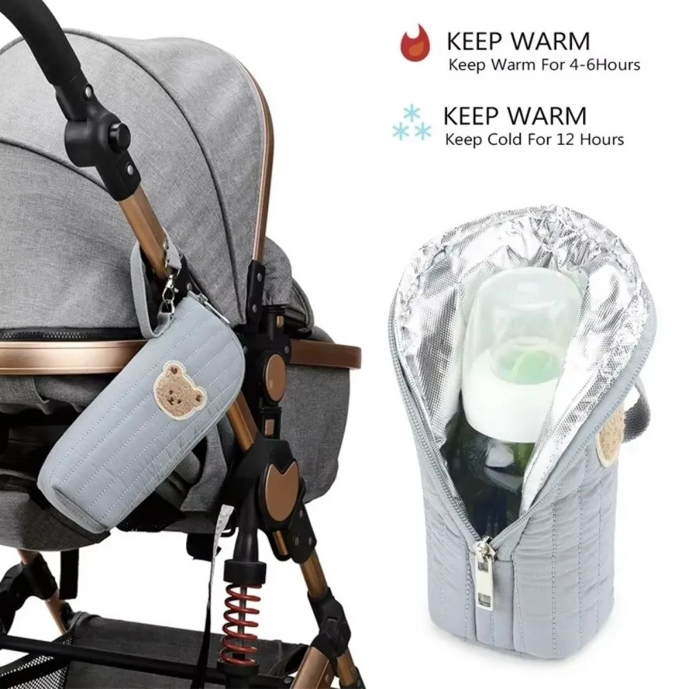 

Portable Design Bear Thermal Bottle Bag With Handle Aluminum Foil Insulated Bottle Cooler Cute Bear Aluminum Foil Insulation