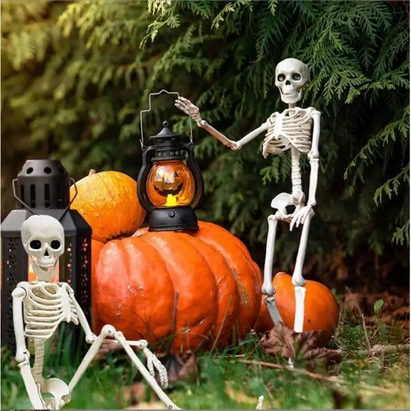 40CM Halloween Human Skeleton Movable Skeleton Human Skeleton Halloween Horror Decorations Haunted House Horror Props