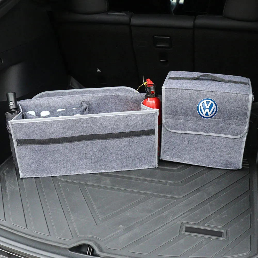 Car Trunk Storage Box Foldable Felt Car Organizer Stowing Tidying Box Car Accessories For Volkswagen VW R GTI Golf 5 7 Bora Polo