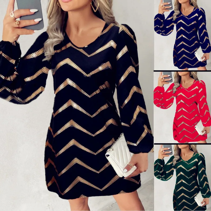 Women Hip Spring Autumn Winter Vintage Sexy Slim Strip Full Long Sleeve Dress Sexy Boho Casual Party Elegant Dresses