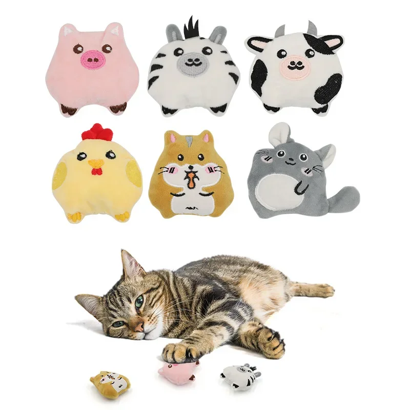 

Catnip Plush Cat Toy Cute Cartoon Cow Powder Pig Zebra Styling Hi Play Interactive Toy Bite Pet Supplies