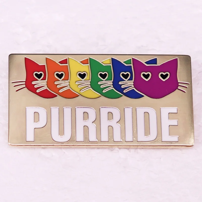 Rainbow Purride Gay Pride Cat Enamel Pin Kitty Lover Brooch LGBTQ Gift Jewelry Accessories