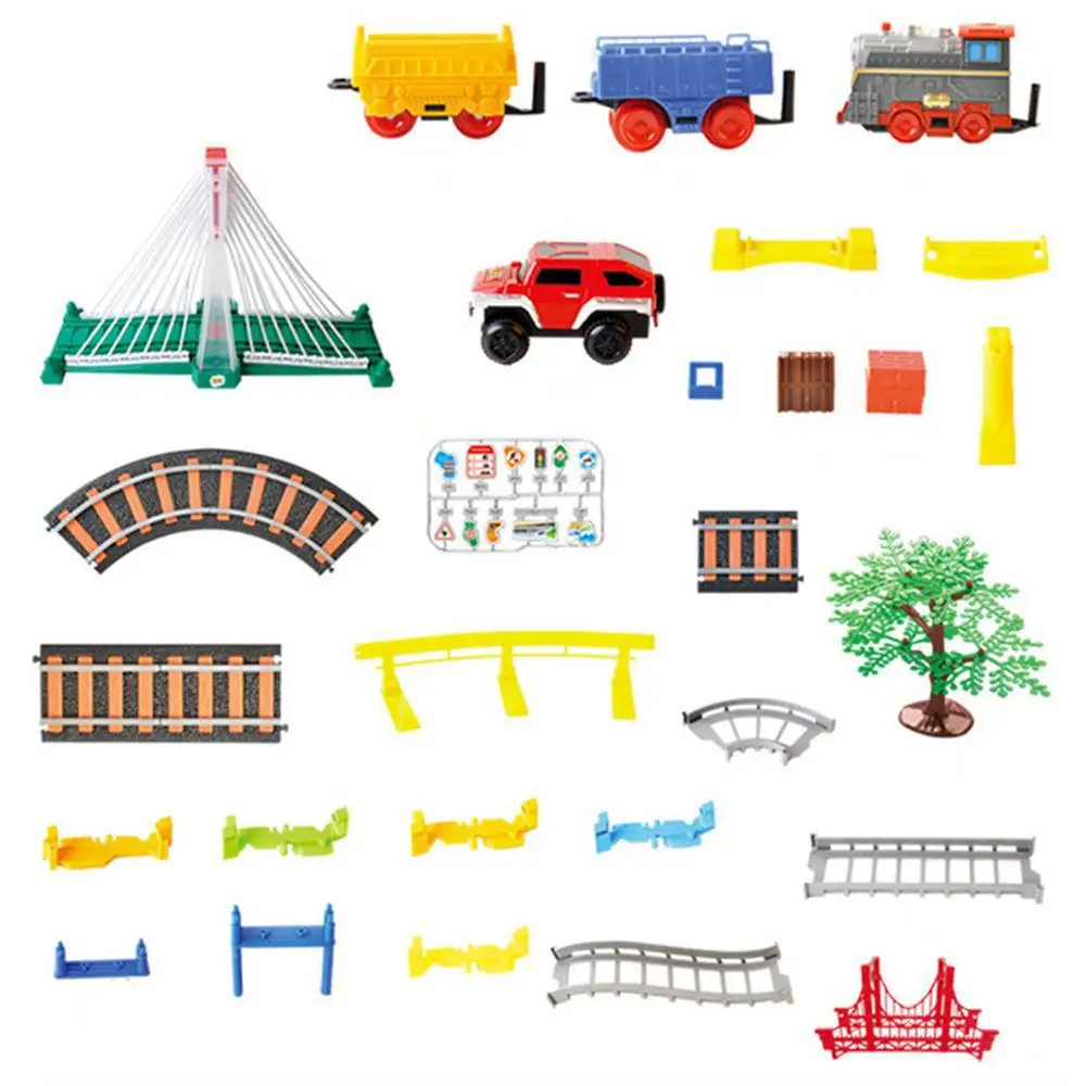 102pcs Multifunctional Kids Electric Train Rail Car Set Multi-Layer Traffic Light Overpass Puzzle Building Boy Girl Gift  B021