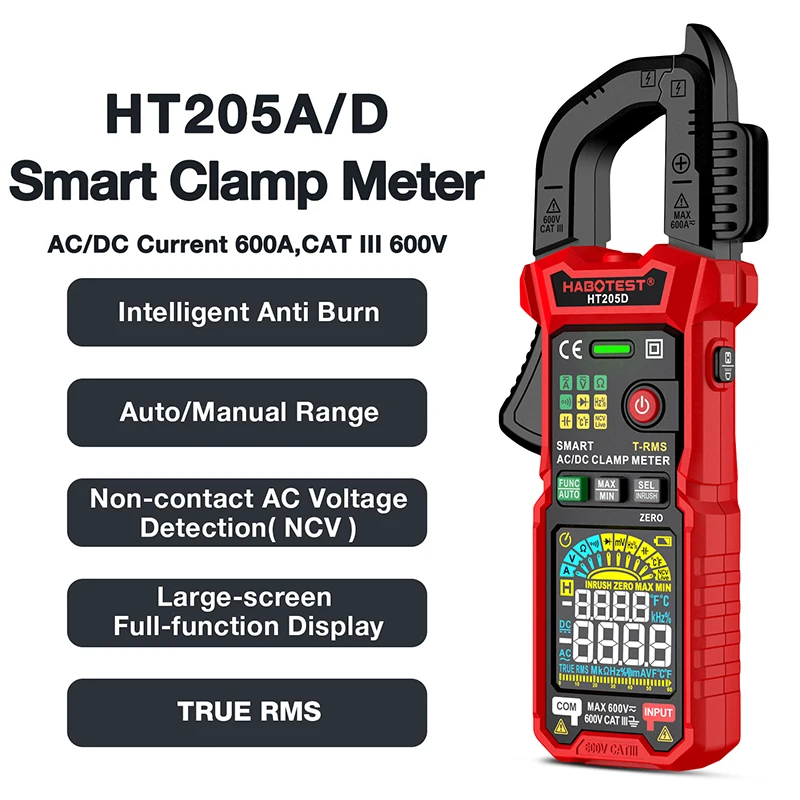 New Generation Smart Digital Clamp Meter DC/AC Current 600A True-RMS Multimeter Ammeter Voltage Temperature Capacitance Tester