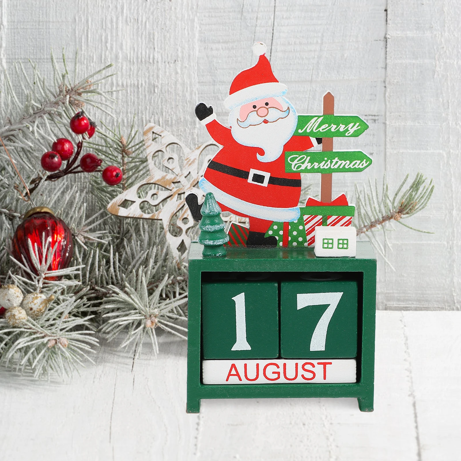 

1Pcs Wooden Christmas Calendar Creative Xmas Desktop Decoration Adornment for Bedroom Living Room Festival Calendar Adornment