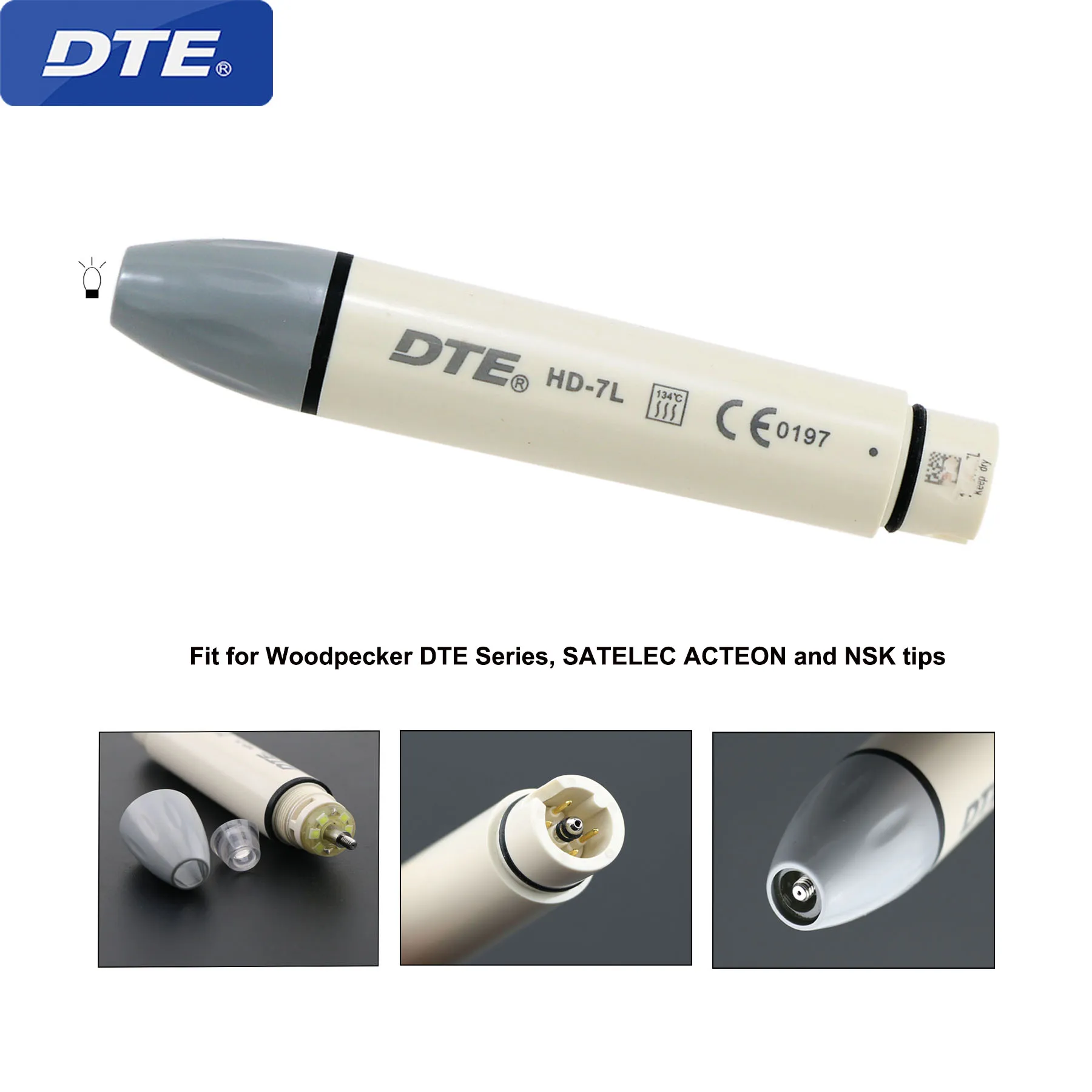 Woodpecker DTE Dental Ultrasonic Piezo Scaler Handpiece LED Light HD-7L Fit  SATELEC ACTEON NSK Scaling Tips Teeth Whitening