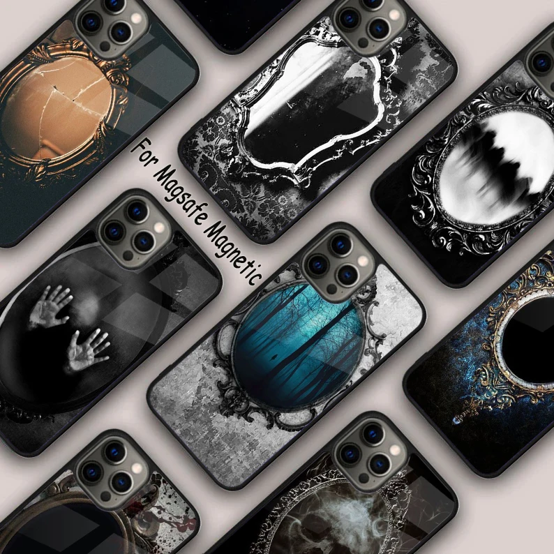 

Mirror Mirror — магнитный чехол для телефона в готическом стиле в стиле панк для APPLE iPhone 17 Air 16 14 13 12 Pro Max 15 Plus с зарядкой и чехлом MagSafe