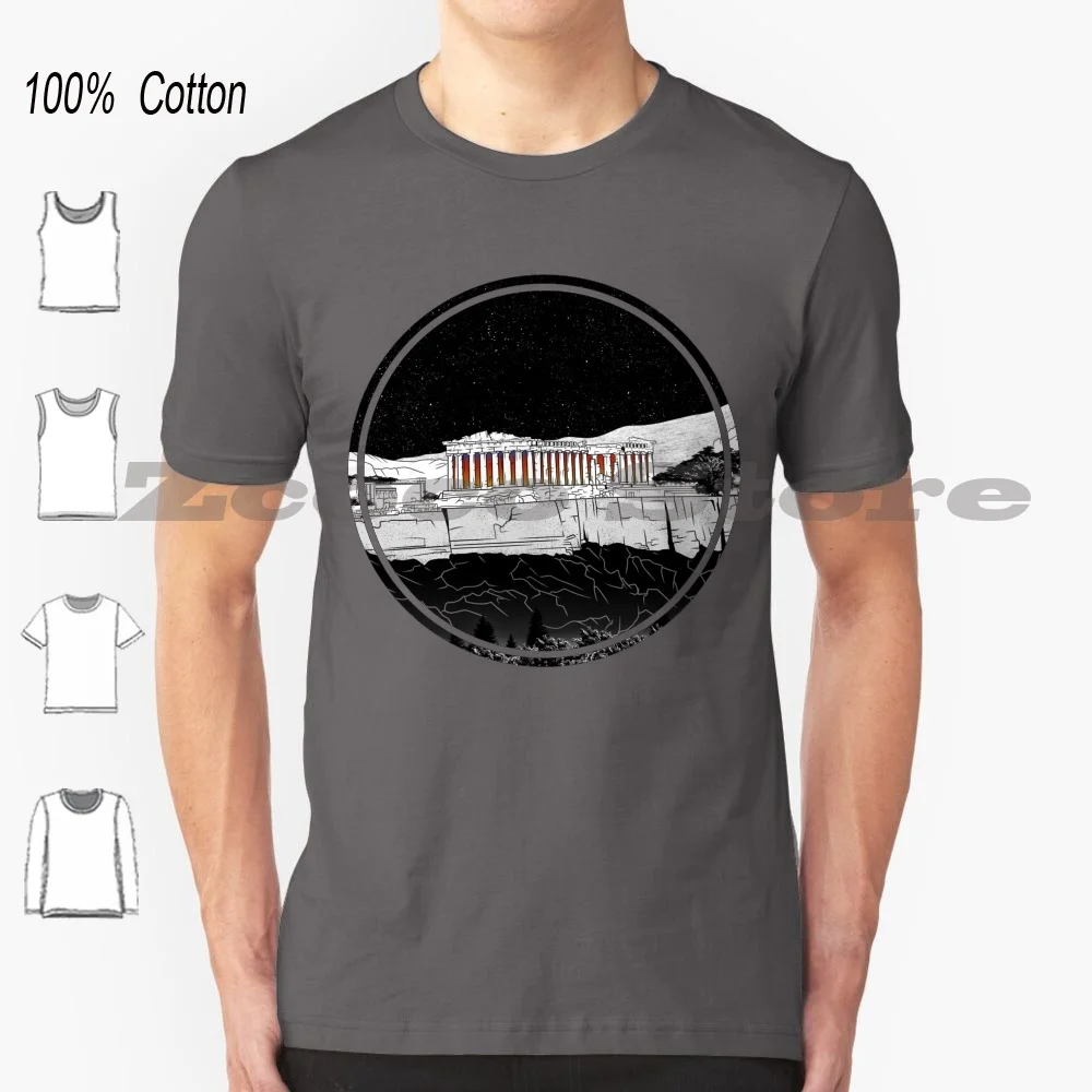 

Parthenon Night T Shirt 100% Cotton Comfortable High-Quality Parthenon Greece Greek Temple Athens Athena Travel World Heritage