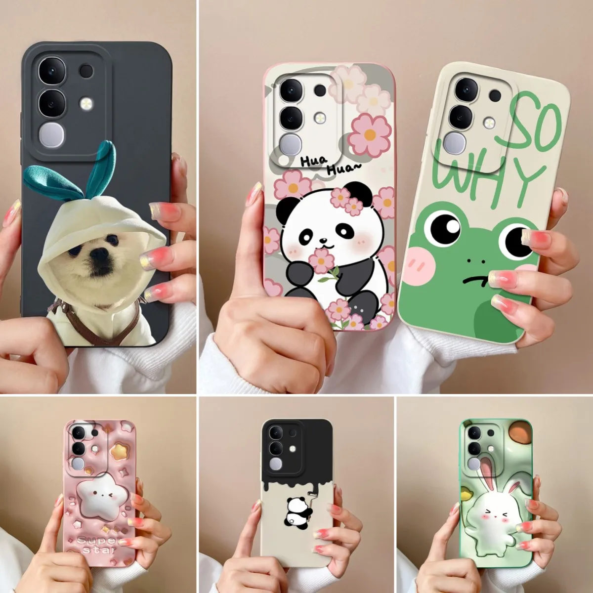 Nowa osłona do aparatu Vivo T4x 5G Ochrona aparatu Śliczne wzory żab Panda Miękkie silikonowe etui zapobiegające upadkom do Vivo T 4x 5G Bumper Shell