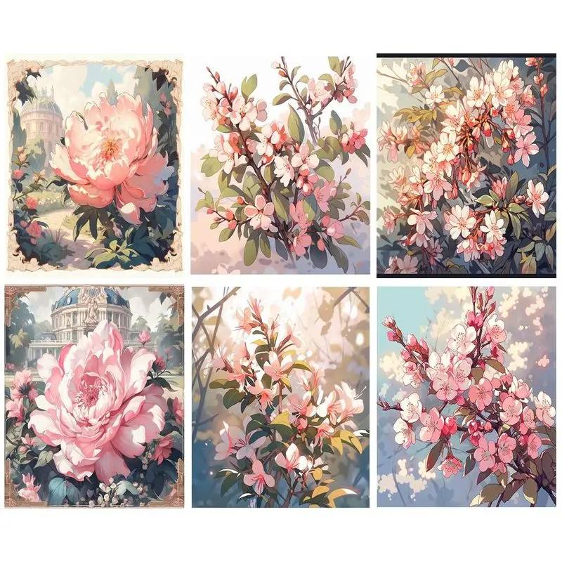 GATYZTORY-الرسم بالأرقام ، طلاء زهور للرسم ، هدية فنية ، صور ذاتية الصنع ، رسم على قماش ، ديكور منزلي ، 60x75cm
