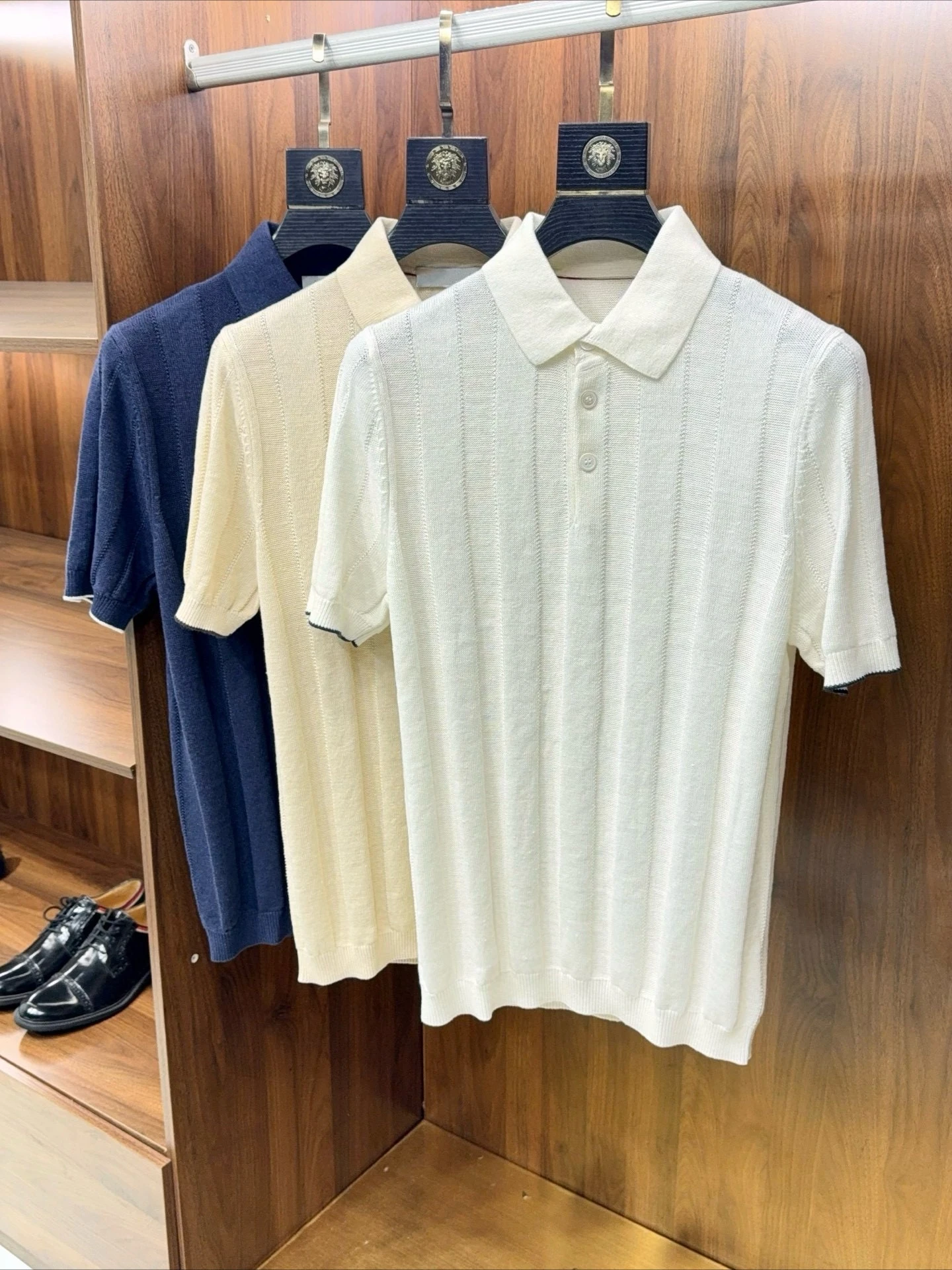 

BC 25SS Lapel 77% Mulberry Silk Lapel Top Versatile Men's Polo Shirt