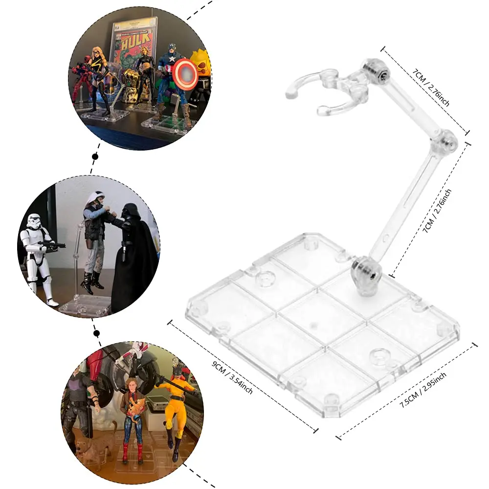 Assembly Action Figure Display Holder Base Doll Model Support Stand Compatible with HG RG SD SHF Gundam 1/144 Toy Transparent