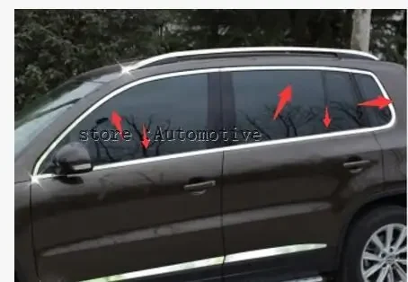 

10 pcs TOP Quality Stainless Steel window decoration strip trim sticker cover for Volkswagen Tiguan 2011 2012 2013 2014 2015