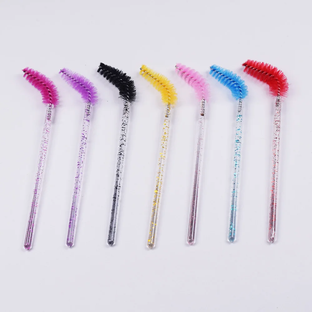 50Pcs Disposable Crystal Eyebrow brush Diamond Handle Mascara Wand Applicator Eye Lashes Cosmetic Brushes Eyelash Extension Tool