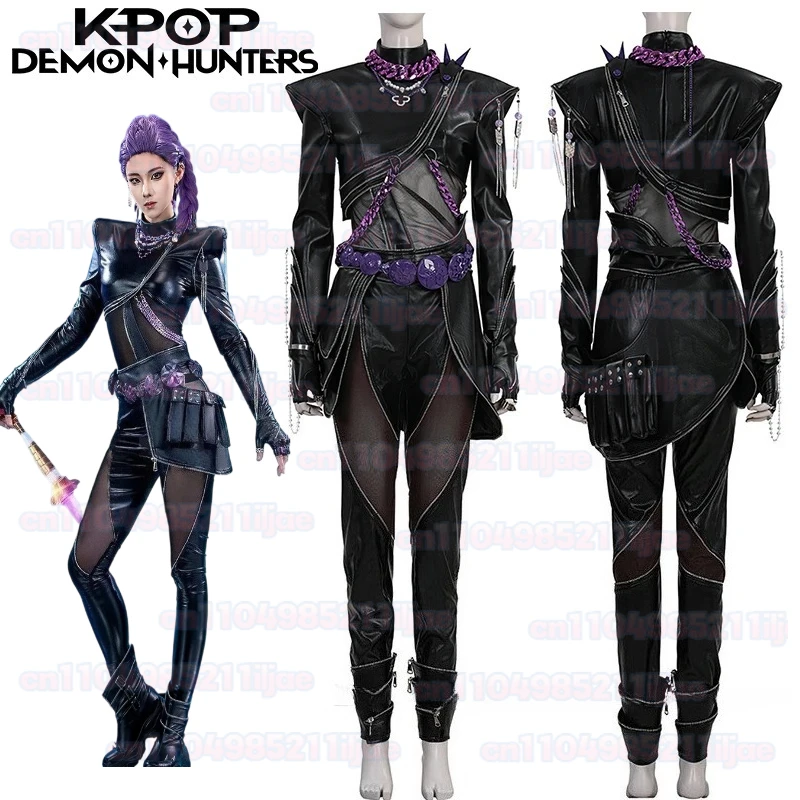 

KPop Rumi Cosplay Costume Set with Wig Shoes And Black Coat Women's Halloween Party Outfit for Role Playing And Song Promotion