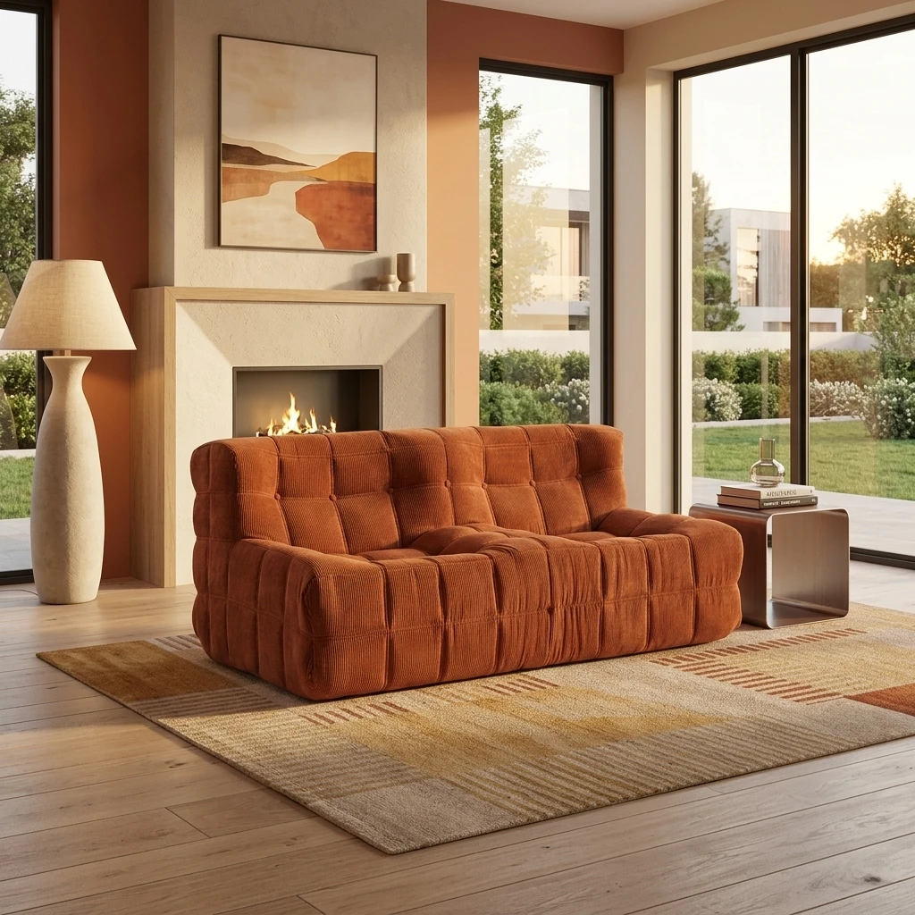 Silent Rebound Comfort Modern Square Design Modular Sectional Sofa Compressed Sponge Fabric for Apartment Villa Living Rooms