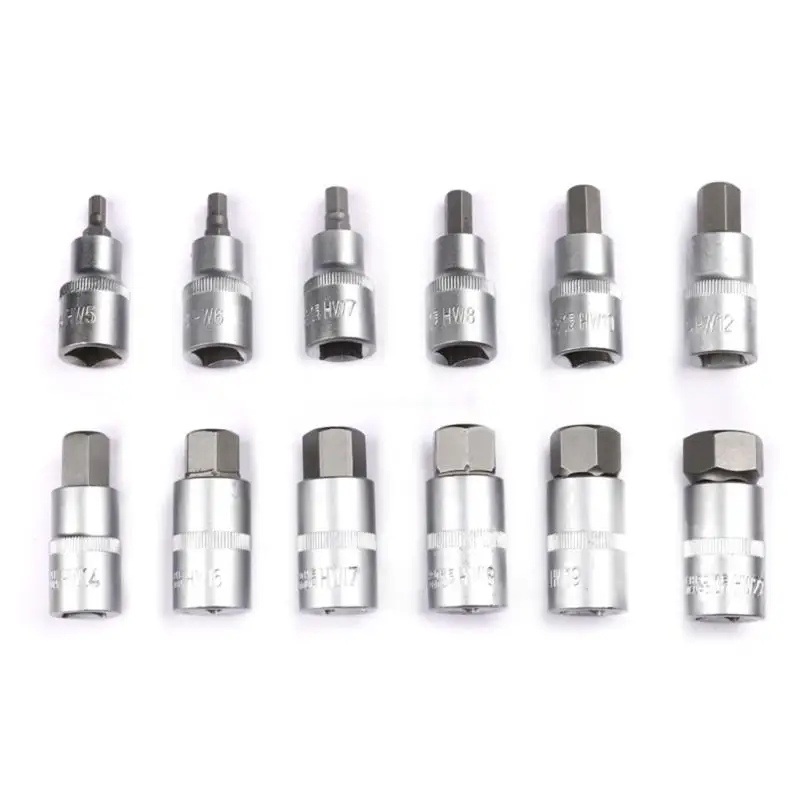 12Pcs Zoll Bit Sockel Set Allen Schlüssel Sockel Bit H5-22 Ratsche Sockel Dropship