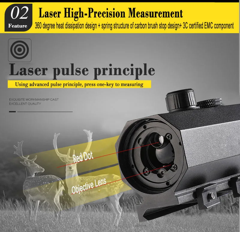 Taktisches Jagd-Scharfschützen-Laser-Entfernungsmessgerät für Gewehre, große Reichweite 1200M, Echtzeit-Entfernungsmesser, Winkelmesser, Geschwindigkeitsmesser, Telemeter – Detail 6