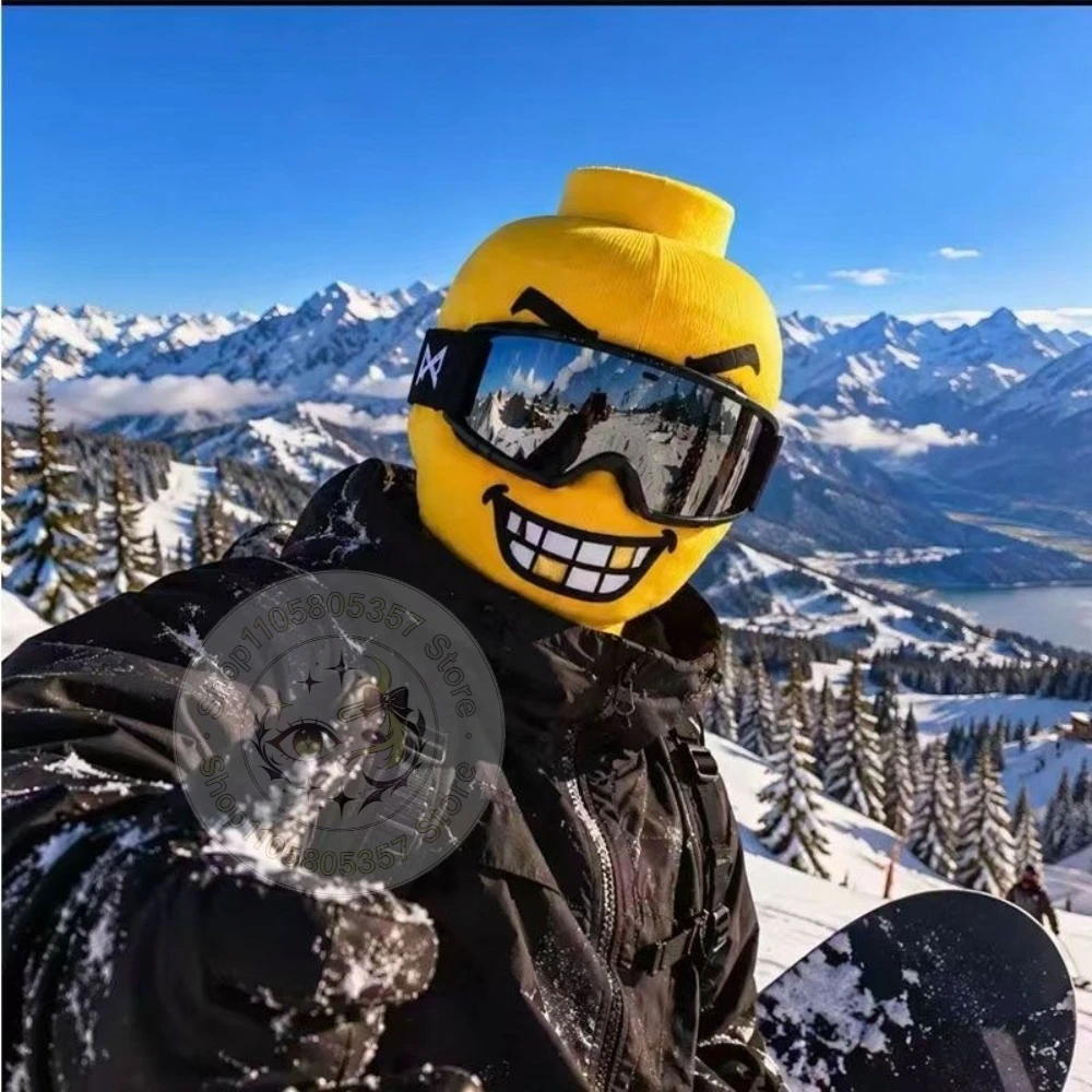 Old Man Ski Mask Windproof Funny Realistic Grandpa Balaclava Yellow Block Man Neck Coverage Skiing Outdoor Cycling Sports Gift
