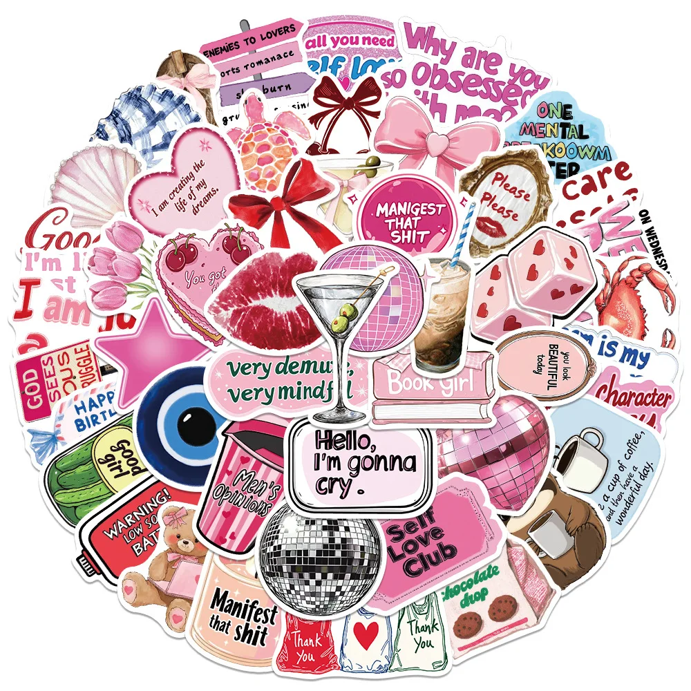 

10/50PCS Funny Pink INS Style Inspired Stickers Girl Graffiti Luggage Guitar Skateboarding Water Cup Mobile Phone DIY Toys Gifts