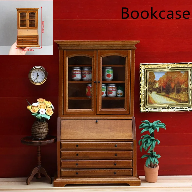 

1:12 Dollhouse Mini Multi Function Bookcase Wine Rack Display Cabinet Shelf For Living Room Furniture Home Model Decor