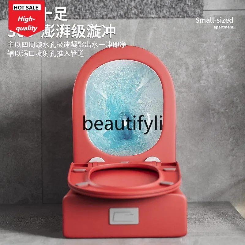 Red Ultra-Small Household Standard Toilet Personalized One-Piece Silent Large Pipe Commode D1089