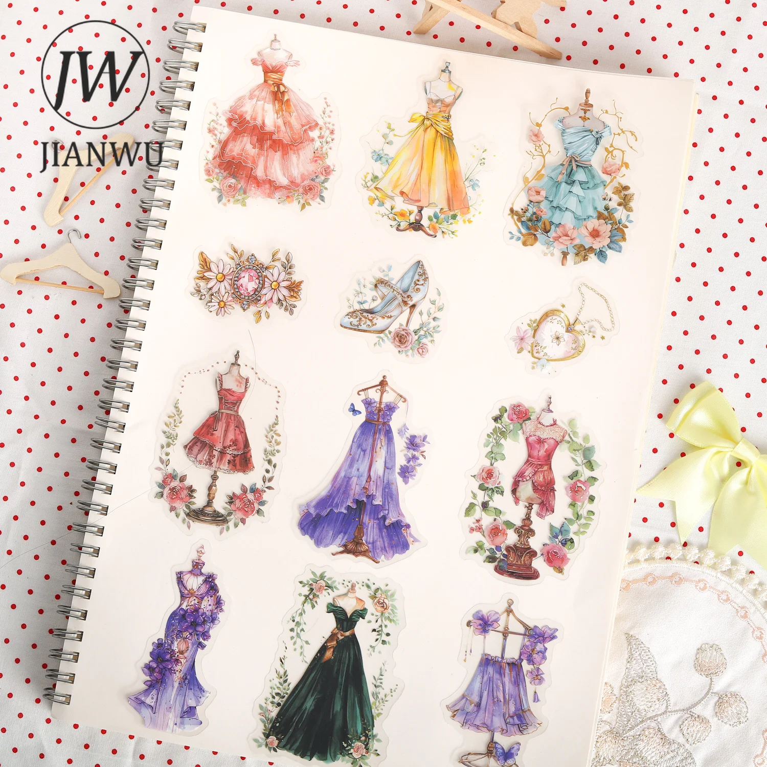 JIANWU Vintage Flower Skirt Wardrobe Landscape Material Collage Scrapbooking PET Sticker Creative DIY Journal Stationery view 3