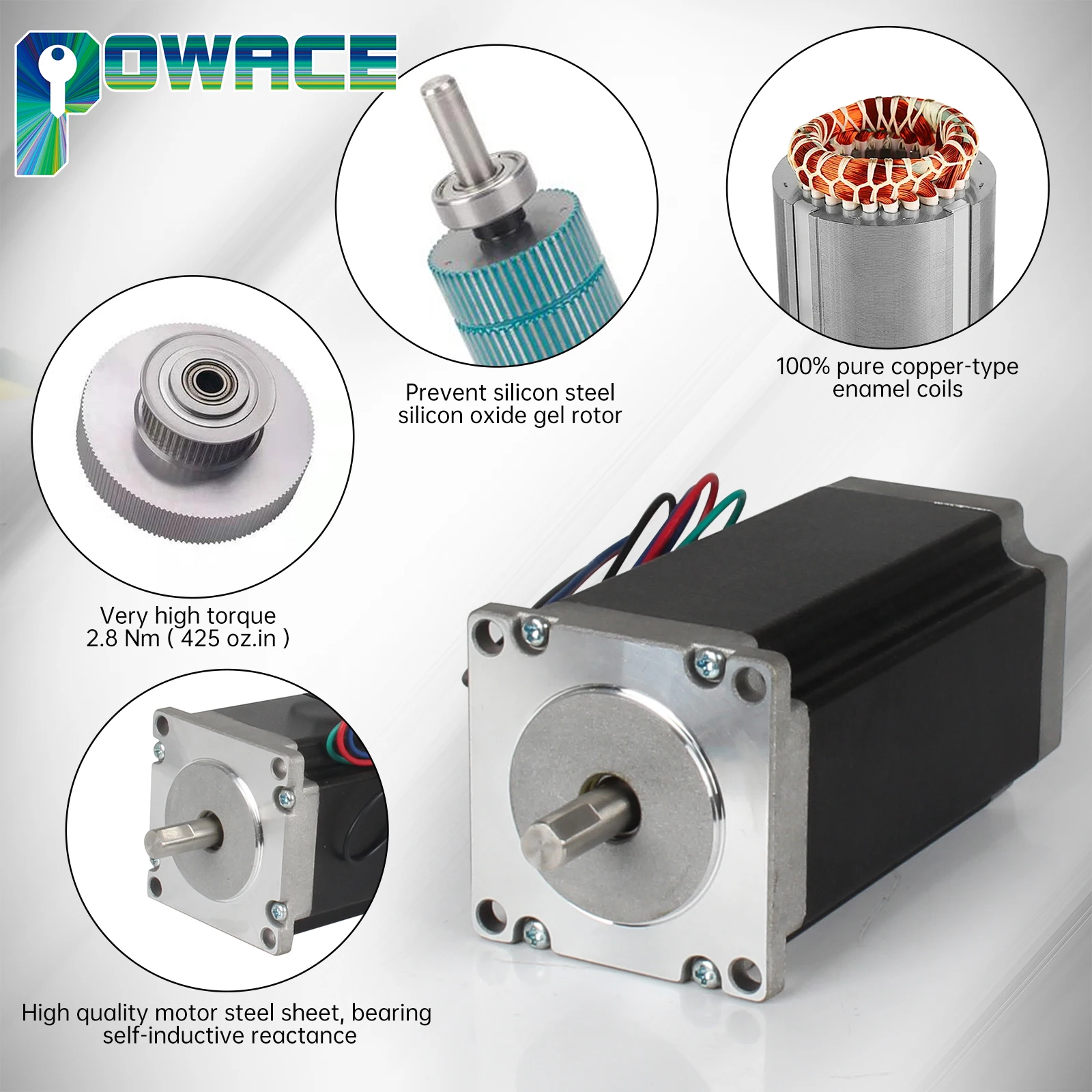 Nema23 Stepper 57mm Motor Stepper 2 fase 4-timah 2,8n. m 4,2a 112mm panjang untuk peralatan Monitor Printer 3D CNC