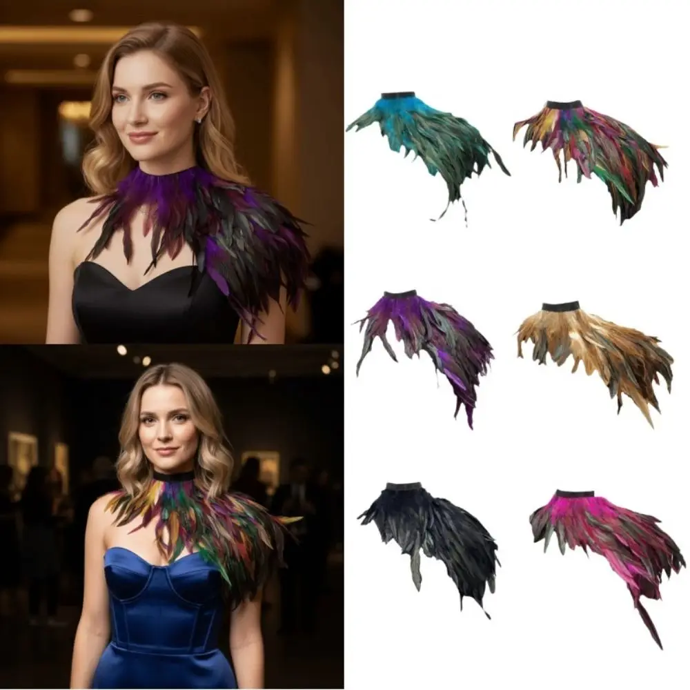 Creative Gothic Style Feather Shawl Party Wear Stage Performance Feather Scarf Gothic Shawl Wedding Party