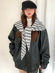 Women's New Korean-Style Simple And Versatile Wool Striped Triangular Scarf