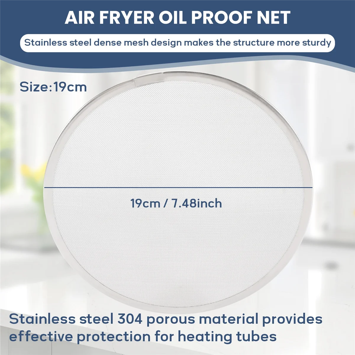 ABRG اكسسوارات المقلاة الهوائية الفولاذ المقاوم للصدأ النفط رش شاشة مكافحة الشحوم سبلاش تحرق برهان مقلاة غطاء النفط صافي 19 سنتيمتر