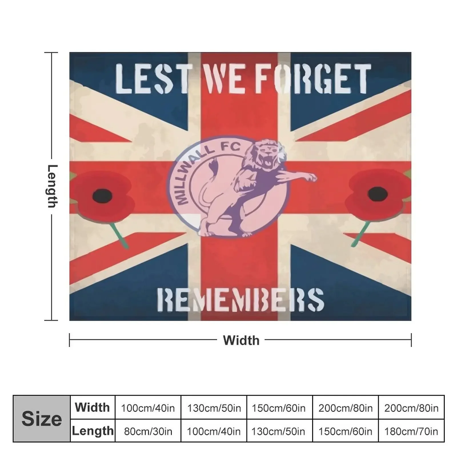 Lest We Forget - Millwall Remembers Throw Blanket Luxury Designer Custom christmas decoration Furry Blankets