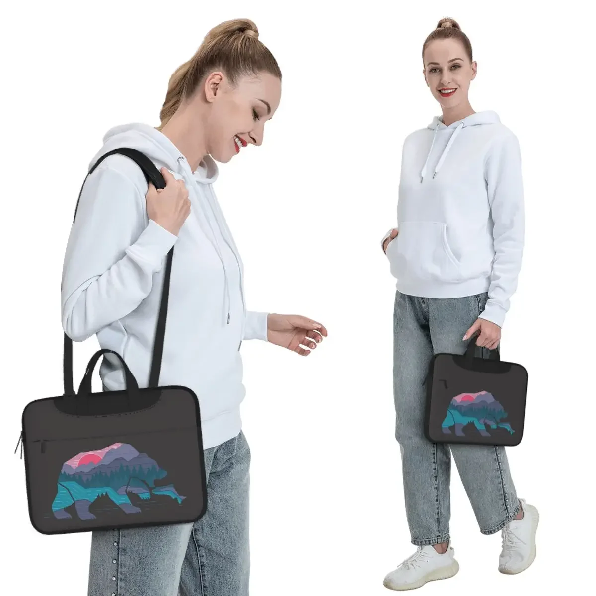 Bear Country Crossbody Laptop Bag Case Computer Bag 13 14 15.6 Inch Notebook Pouch for Macbook Pro Lenovo