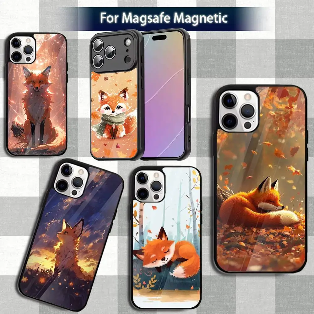 

Cartoon A-Animal Fox-es Phone Case For iPhone 13,12,15,17,11,16,14,Pro,Max,Plus,Mini,Magsafe,Magnetic Wireless Charging Case